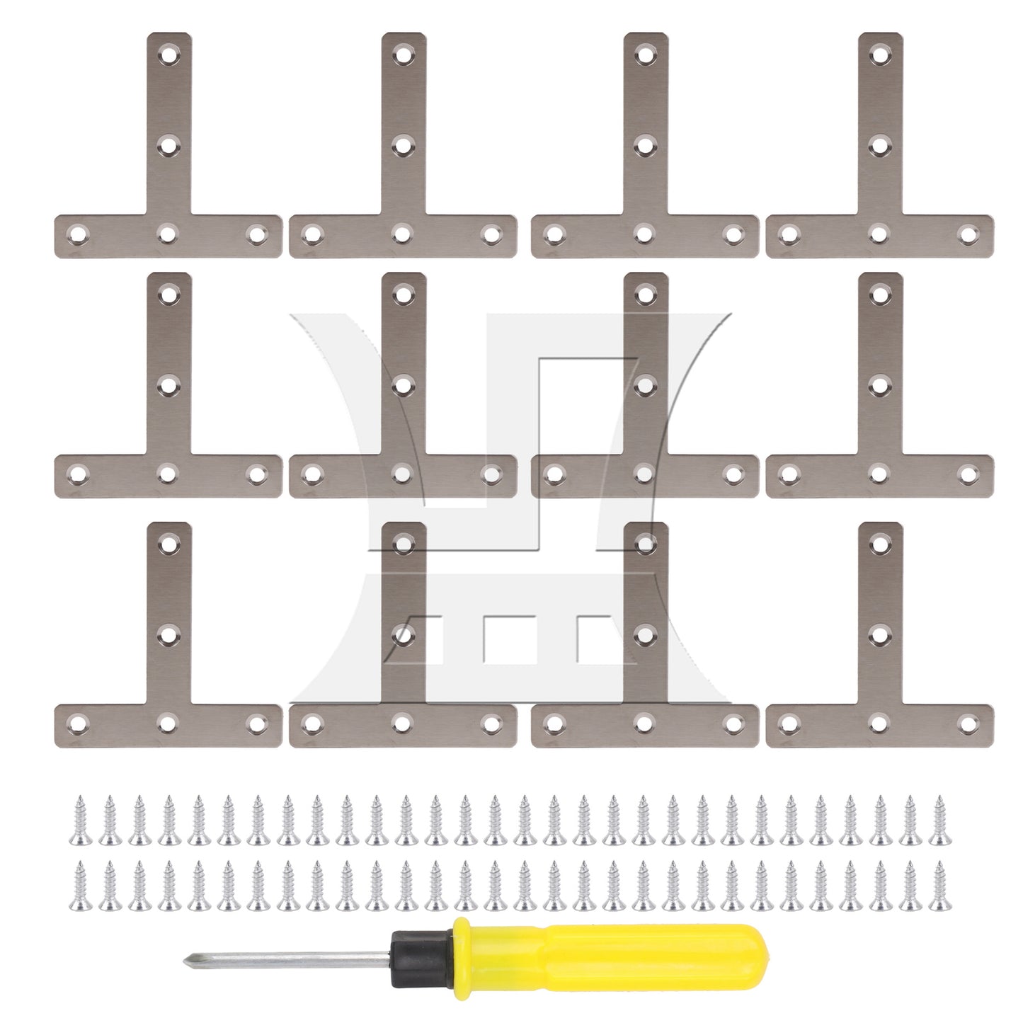 BQLZR T Shape Bracket Corner Brace 80x80mm for Cabinet Silver w/ Screws Pack of 12