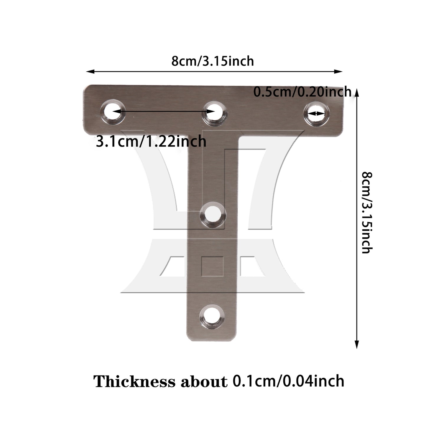 BQLZR T Shape Bracket Corner Brace 80x80mm for Cabinet Silver w/ Screws Pack of 12