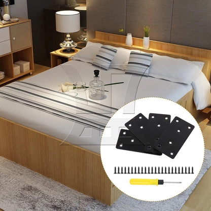 BQLZR 4 Pieces Metal Flat Straight Mending Plates for Sofa Table Chair 4"x2" Black