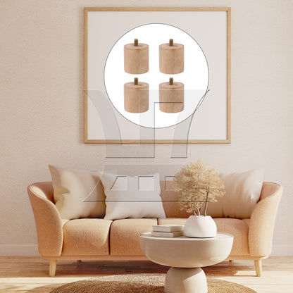 BQLZR 4 Pieces Wood Cabinet Feet Furniture Legs 5/16" Thread Dia 1.73 x 1.73 Inch