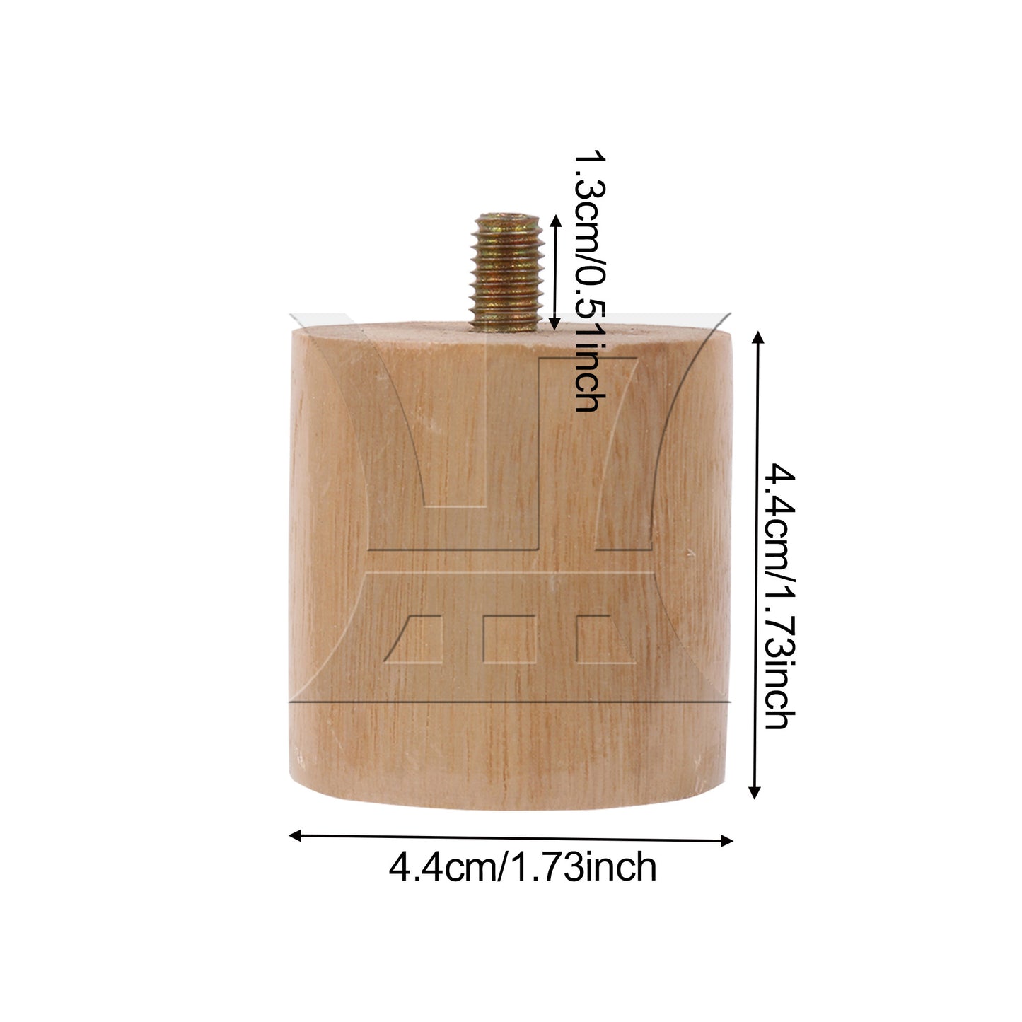 BQLZR 4 Pieces Wood Cabinet Feet Furniture Legs 5/16" Thread Dia 1.73 x 1.73 Inch