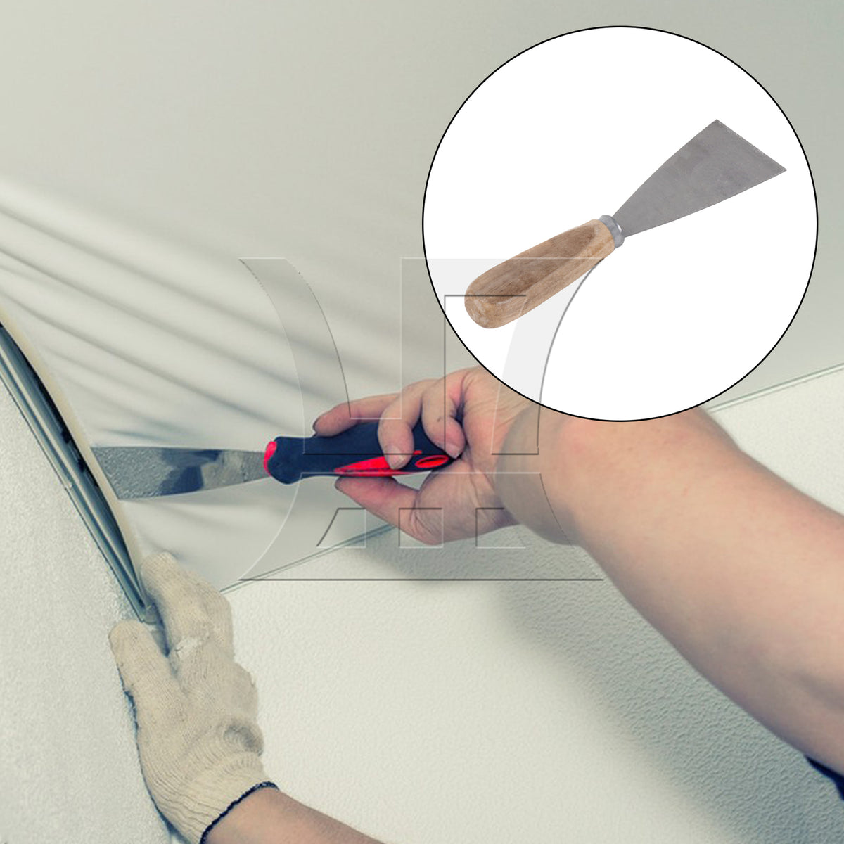 BQLZR Carbide Gasket Scrapper Tool for Drywall Finishing 2 Inch with Wooden Handle