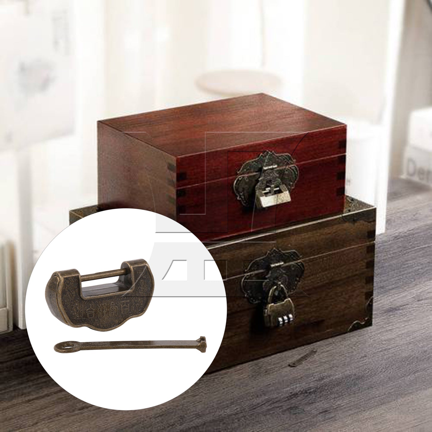 BQLZR Vintage Antique Chinese Lock for Drawer Ingot Shape 1.73 x 0.55 x 0.98 Inch