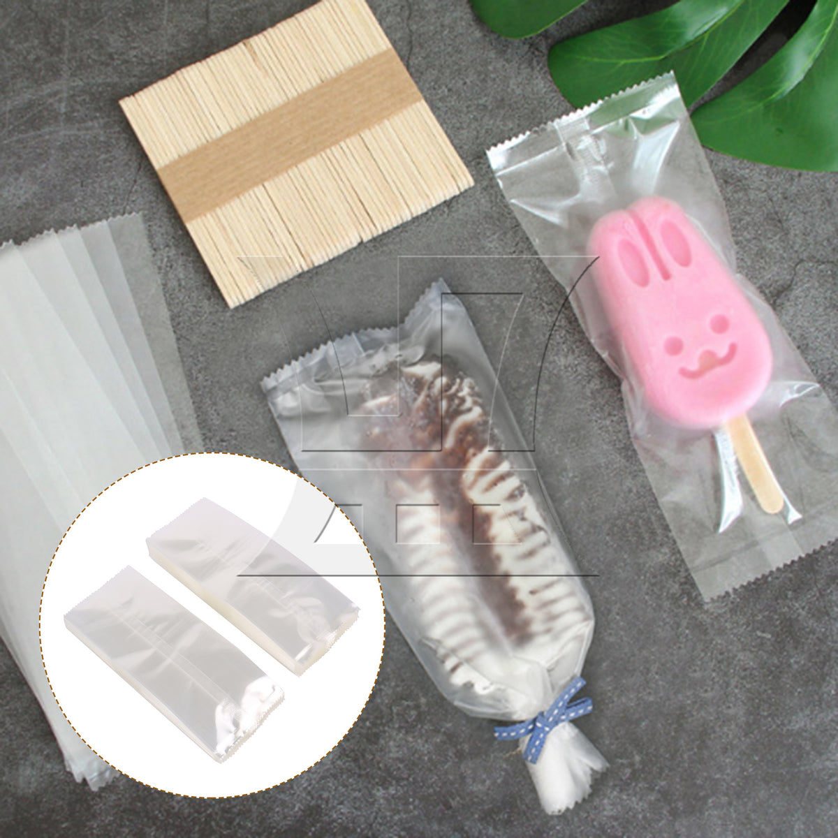 BQLZR 100 Pieces Ice Cream Molds Bags DIY Transparent Candy Wrappers 3.15" x 7.48"