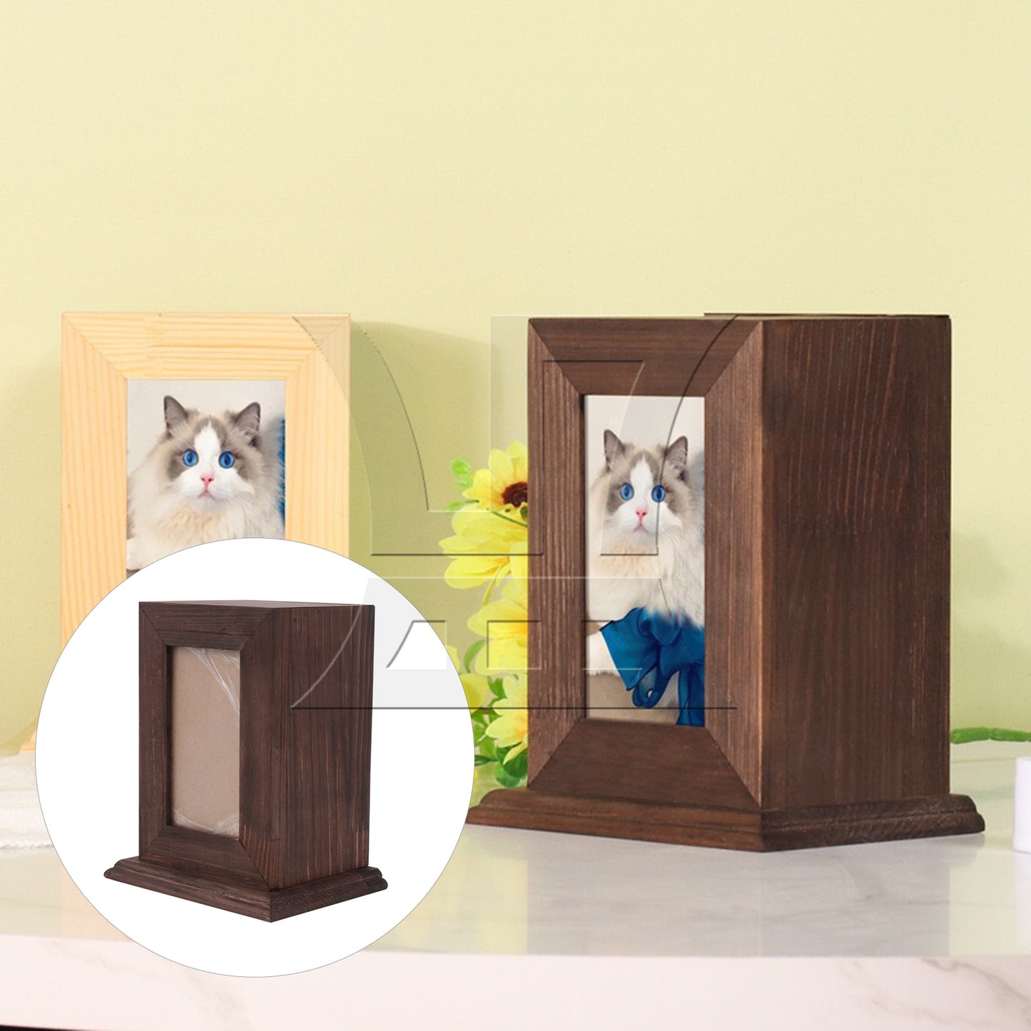 BQLZR Black-Brown Wooden Pet Urn Ashes Keepsake Memorial Box 5.51" x 4.13" x 6.69"
