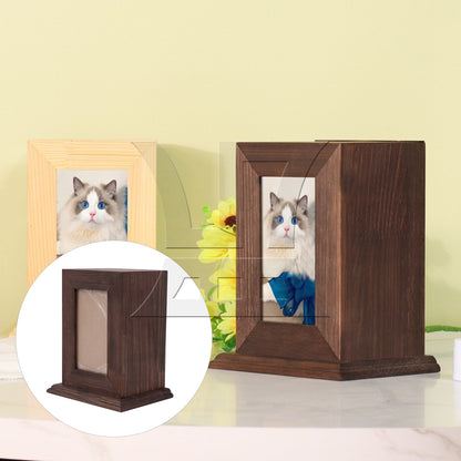 BQLZR Black-Brown Wooden Pet Urn Ashes Keepsake Memorial Box 5.51" x 4.13" x 6.69"