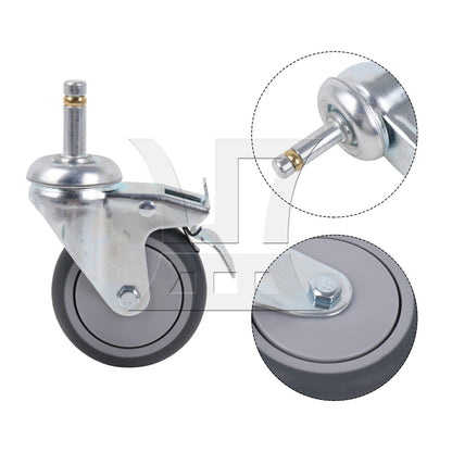 BQLZR 4Pieces Swivel Stem Caster 3" Replacement Wheels w/ Brakes for DIY Replacement