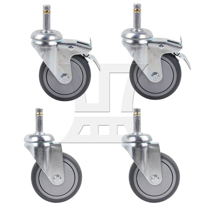 BQLZR 4Pieces Swivel Stem Caster 3" Replacement Wheels w/ Brakes for DIY Replacement