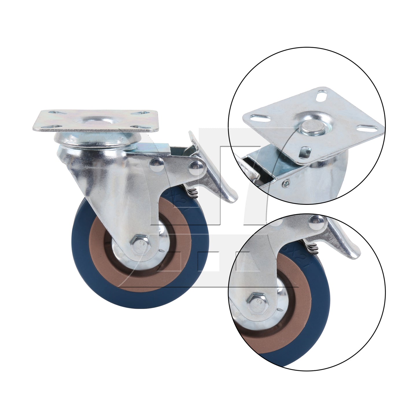 BQLZR 4 Pieces Swivel Stem Caster 3" Replacement Wheels w/ Flat Brakes for Home DIY