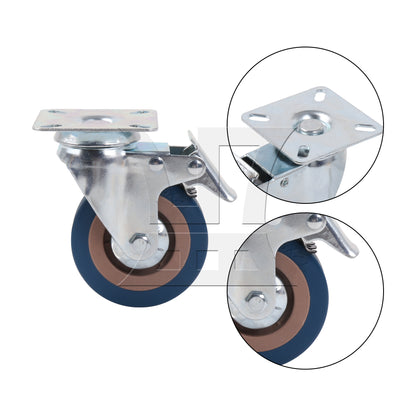 BQLZR 4 Pieces Swivel Stem Caster 3" Replacement Wheels w/ Flat Brakes for Home DIY
