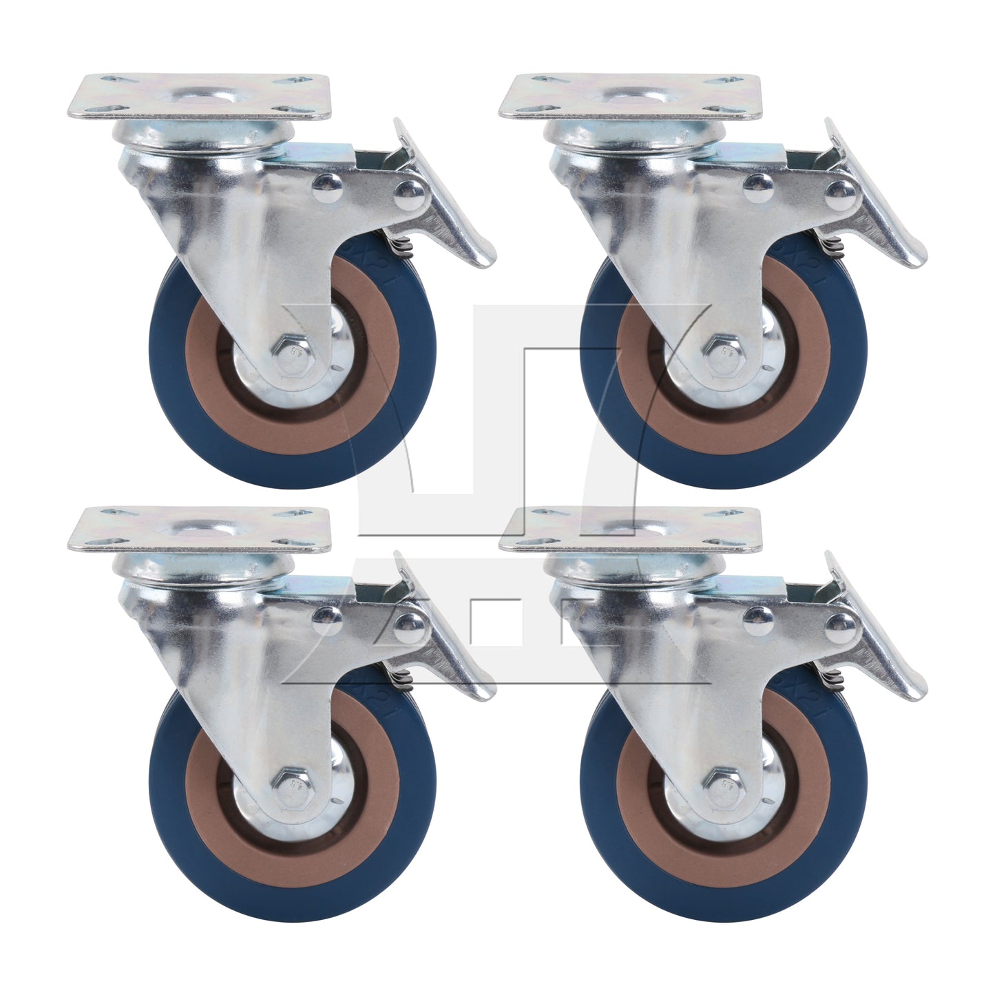 BQLZR 4 Pieces Swivel Stem Caster 3" Replacement Wheels w/ Flat Brakes for Home DIY