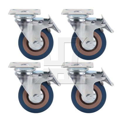 BQLZR 4 Pieces Swivel Stem Caster 3" Replacement Wheels w/ Flat Brakes for Home DIY