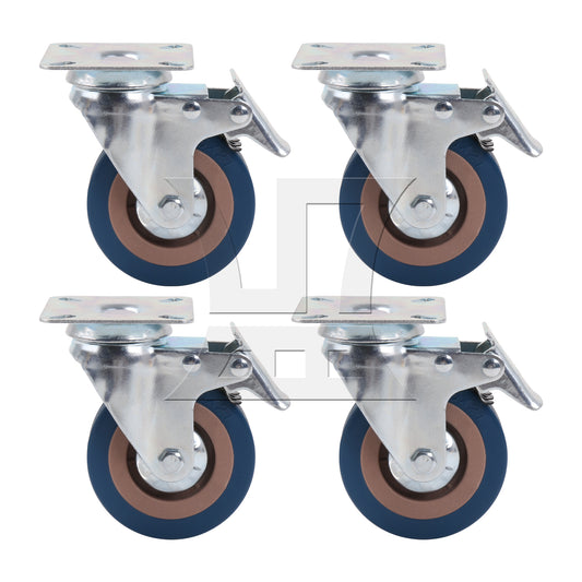 BQLZR 4 Pieces Swivel Stem Caster 3" Replacement Wheels w/ Flat Brakes for Home DIY