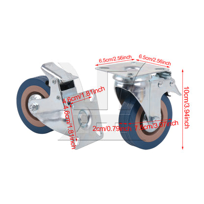 BQLZR 4 Pieces Swivel Stem Caster 3" Replacement Wheels w/ Flat Brakes for Home DIY