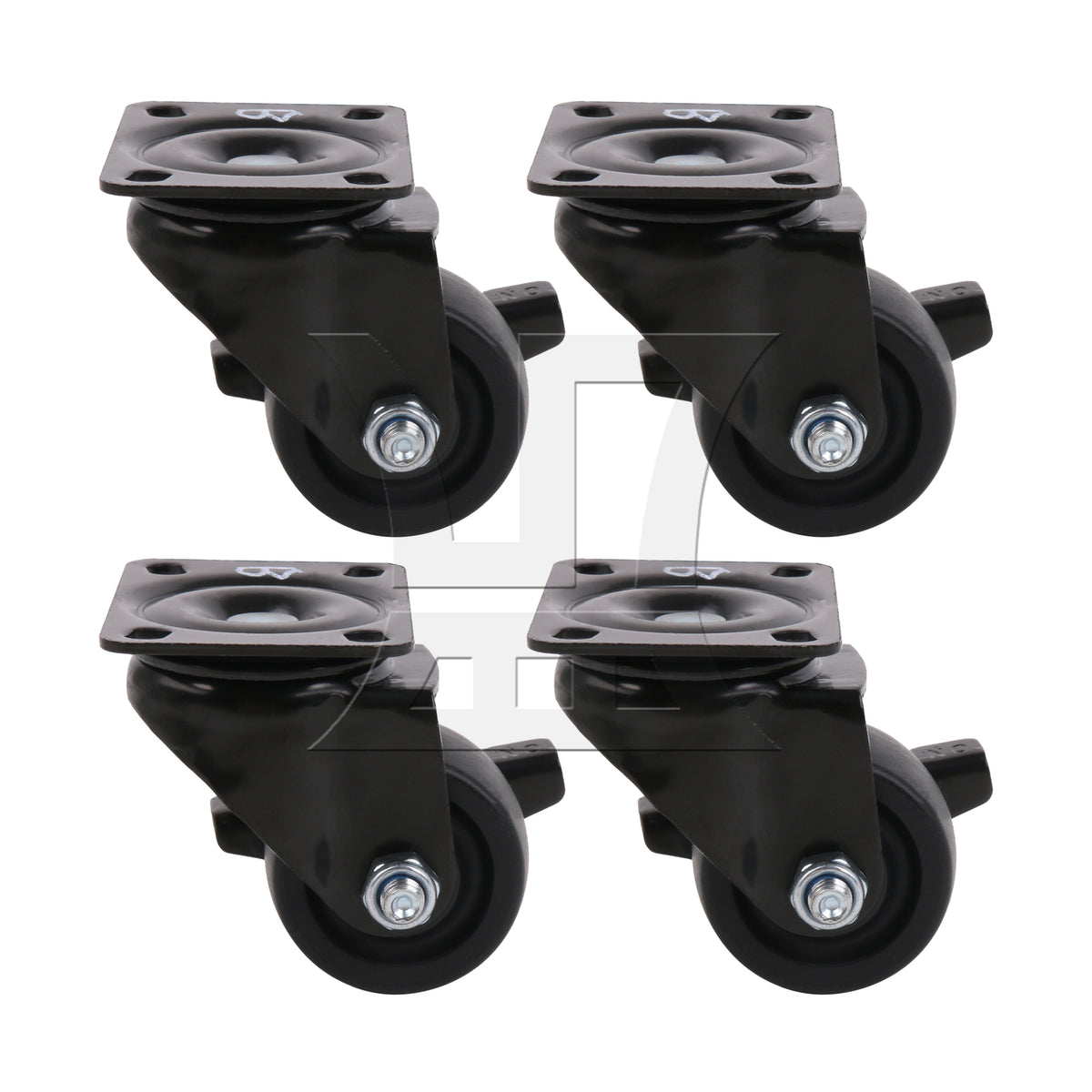 BQLZR 4 Pieces Swivel Casters 2" Replacement Wheels Black with Brakes for Home DIY