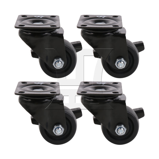 BQLZR 4 Pieces Swivel Casters 2" Replacement Wheels Black with Brakes for Home DIY