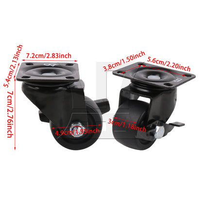 BQLZR 4 Pieces Swivel Casters 2" Replacement Wheels Black with Brakes for Home DIY