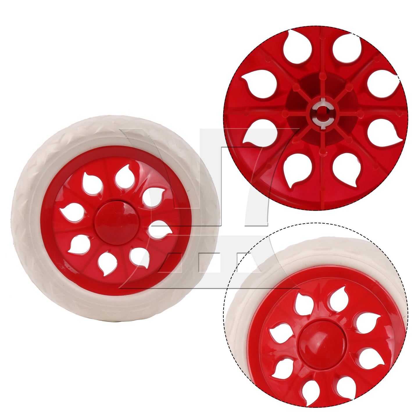 BQLZR 2 Pieces Shopping Cart Wheels 160mm Dia Plastic Core Foam Trolley Wheel Red