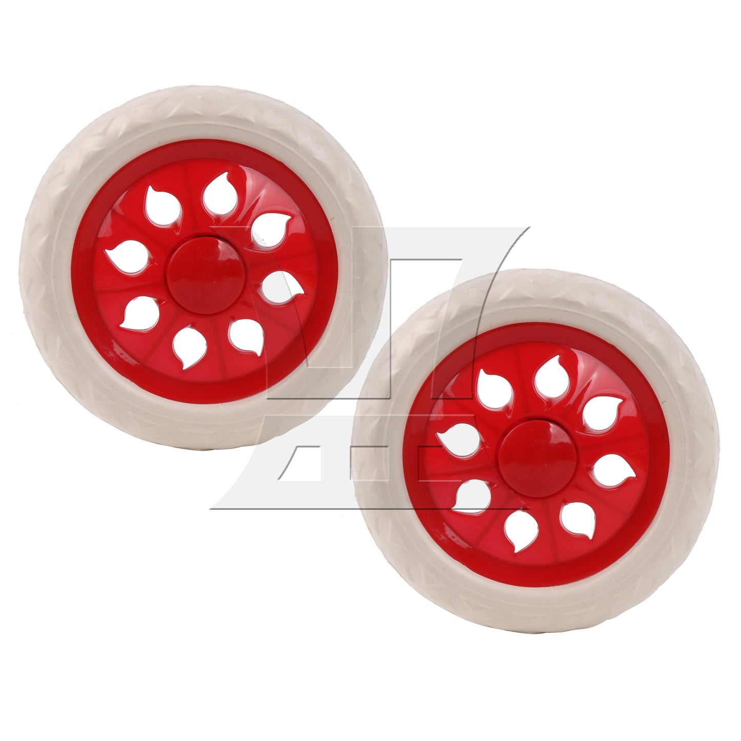 BQLZR 2 Pieces Shopping Cart Wheels 160mm Dia Plastic Core Foam Trolley Wheel Red