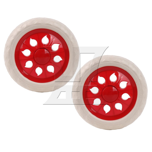 BQLZR 2 Pieces Shopping Cart Wheels 160mm Dia Plastic Core Foam Trolley Wheel Red