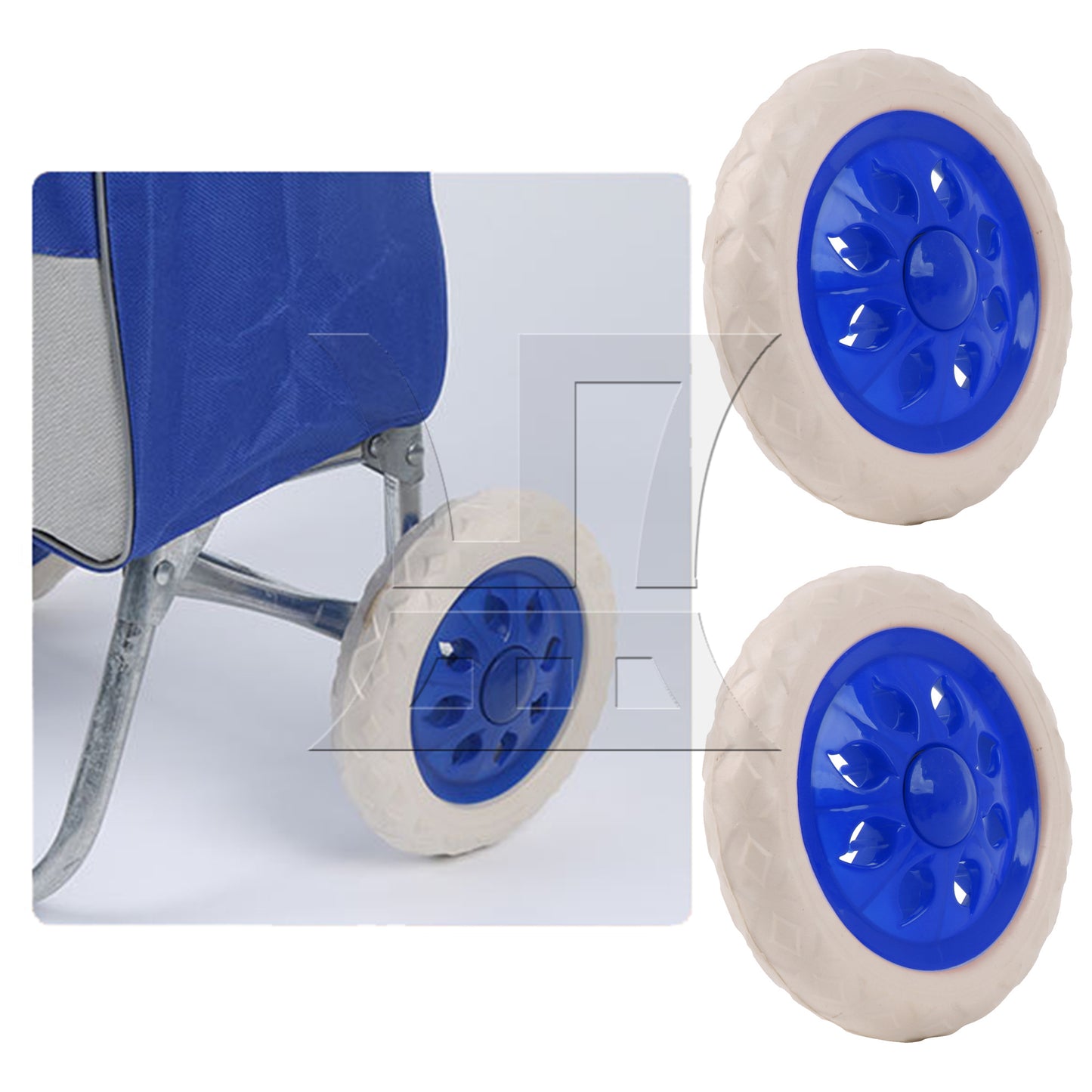BQLZR 2 Pieces Plastic Trolley Wheels 160mm Diameter Load Capacity 22-33 Lbs Blue