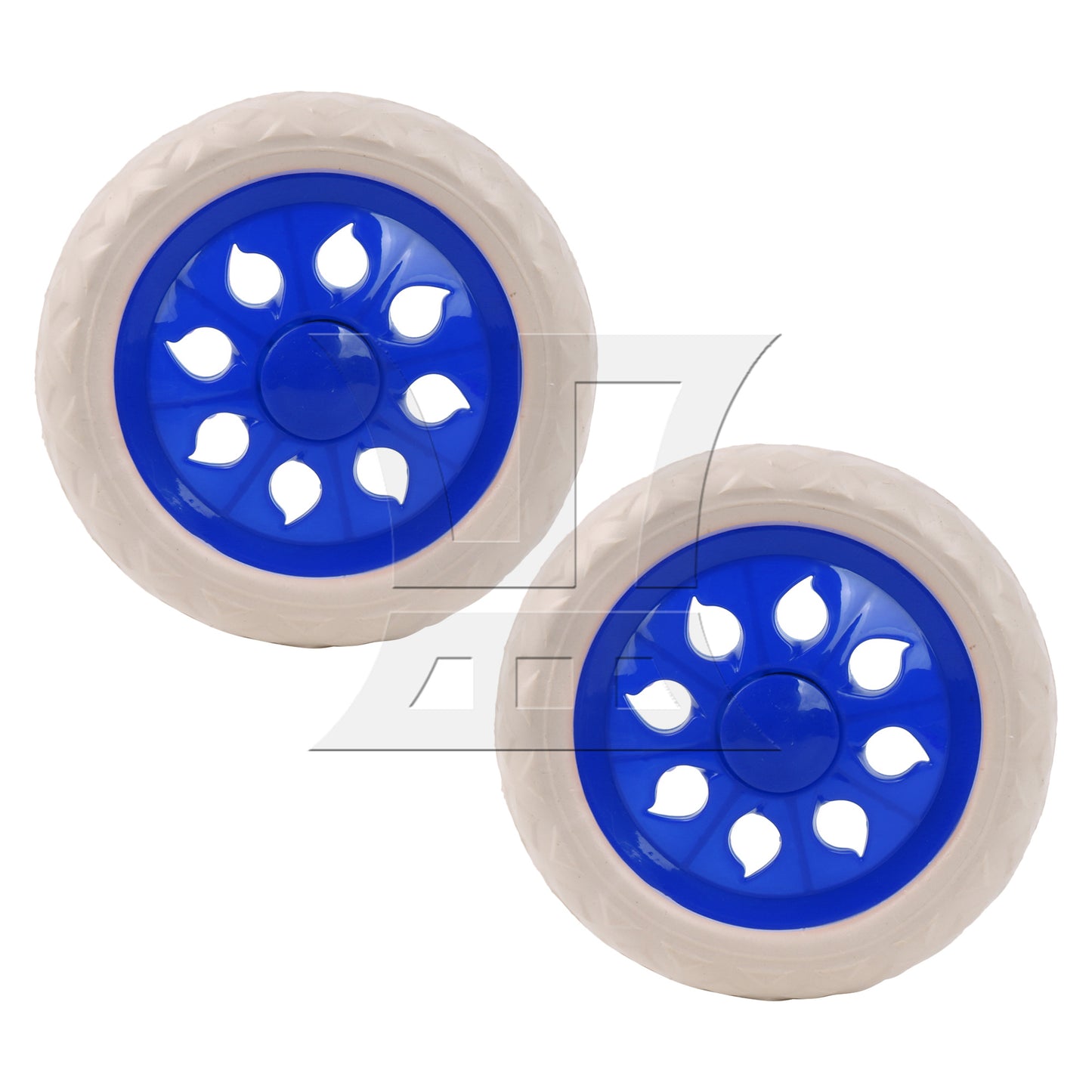 BQLZR 2 Pieces Plastic Trolley Wheels 160mm Diameter Load Capacity 22-33 Lbs Blue