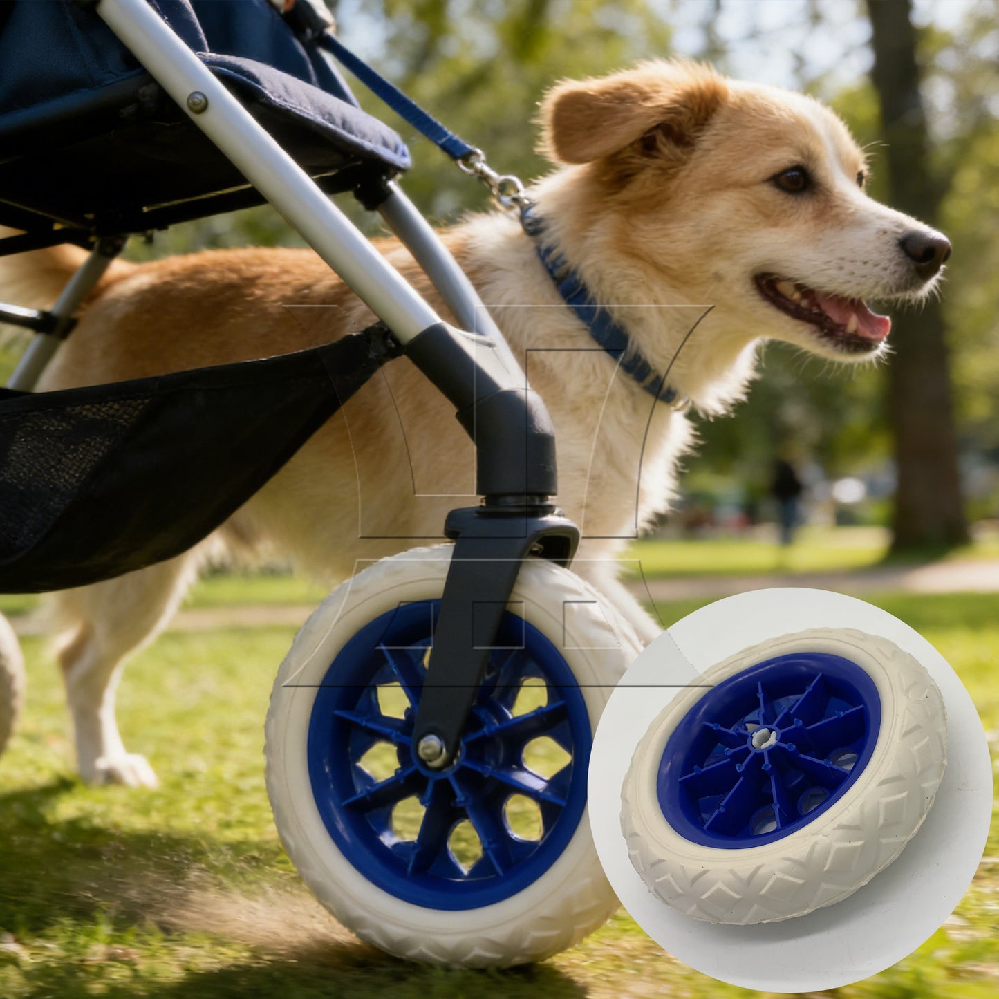 BQLZR 2 Pieces Plastic Trolley Wheels 160mm Diameter Load Capacity 22-33 Lbs Blue