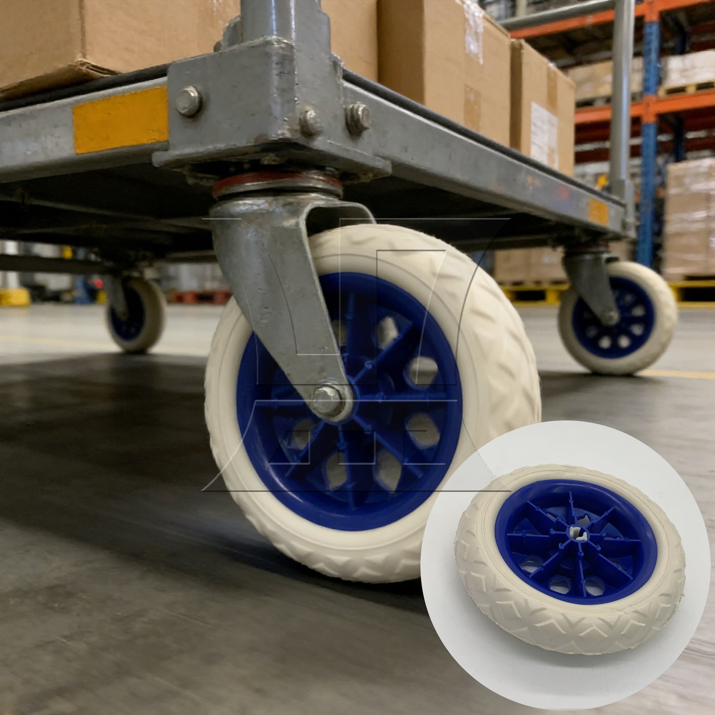 BQLZR 2 Pieces Plastic Trolley Wheels 160mm Diameter Load Capacity 22-33 Lbs Blue
