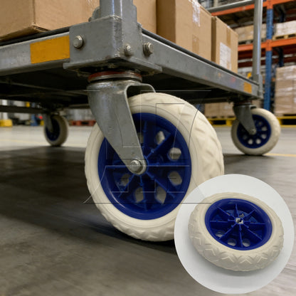 BQLZR 2 Pieces Plastic Trolley Wheels 160mm Diameter Load Capacity 22-33 Lbs Blue