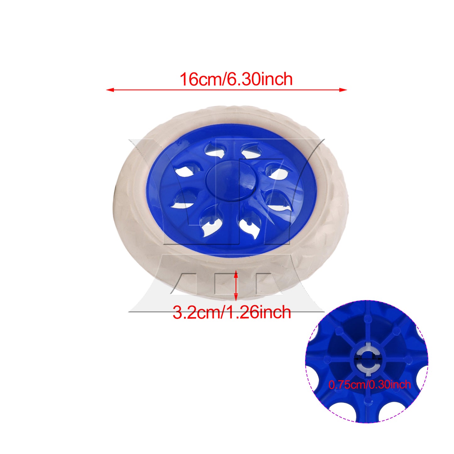 BQLZR 2 Pieces Plastic Trolley Wheels 160mm Diameter Load Capacity 22-33 Lbs Blue