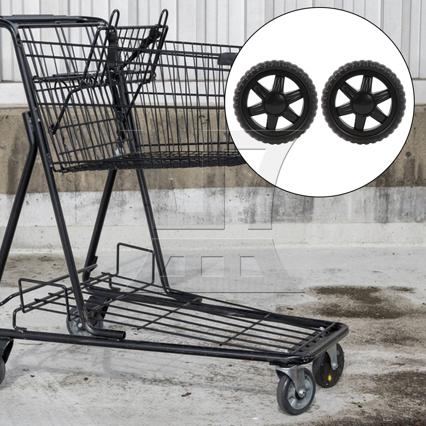 BQLZR 2 Pieces Shopping Cart Wheels 135mm Diameter Rubber Core Foaming Wheel Black