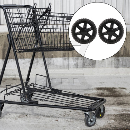 BQLZR 2 Pieces Shopping Cart Wheels 135mm Diameter Rubber Core Foaming Wheel Black