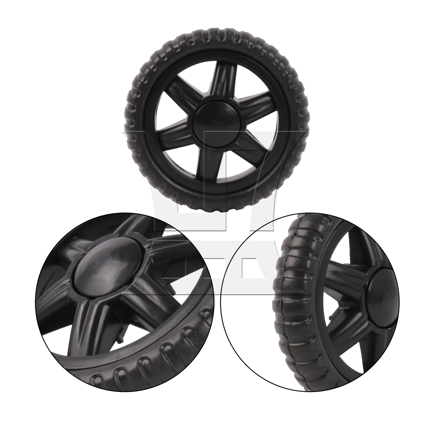 BQLZR 2 Pieces Shopping Cart Wheels 135mm Diameter Rubber Core Foaming Wheel Black