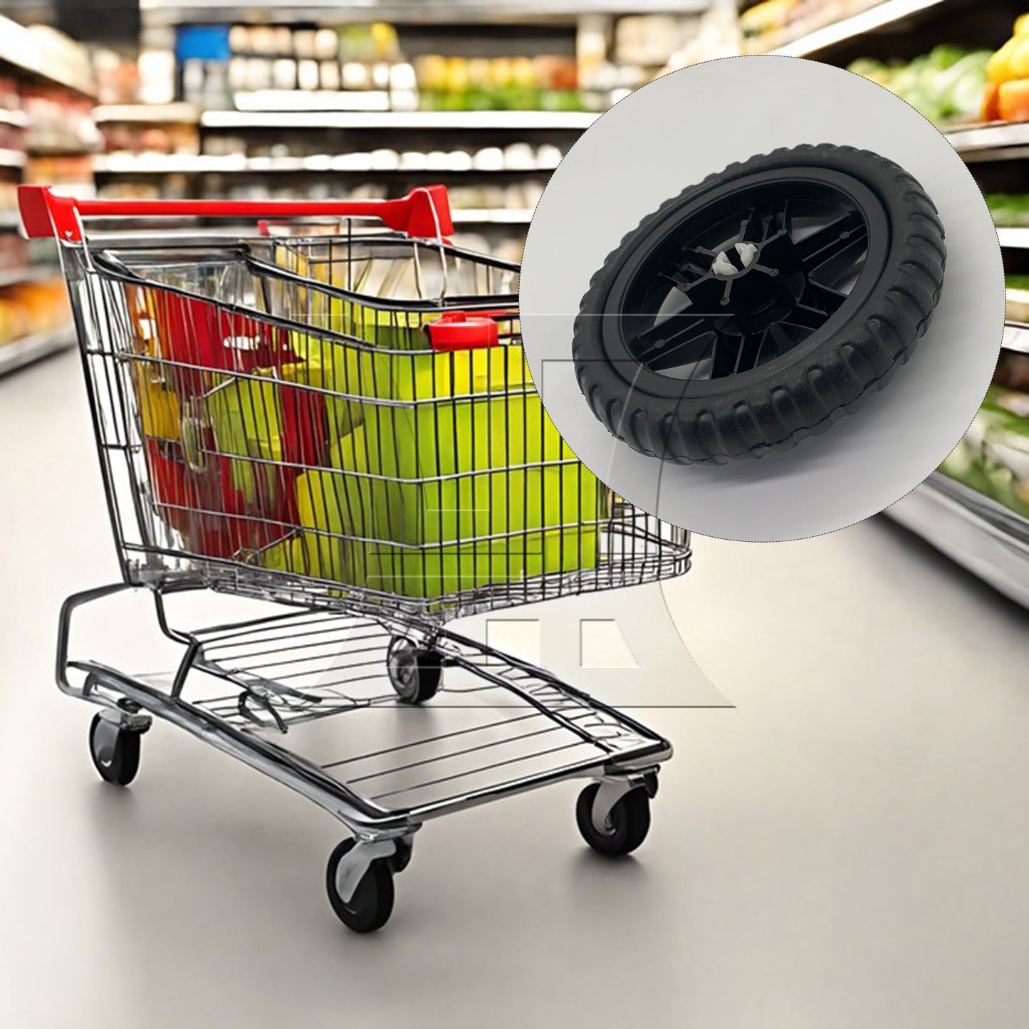 BQLZR 2 Pieces Shopping Cart Wheels 135mm Diameter Rubber Core Foaming Wheel Black