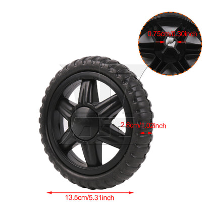 BQLZR 2 Pieces Shopping Cart Wheels 135mm Diameter Rubber Core Foaming Wheel Black