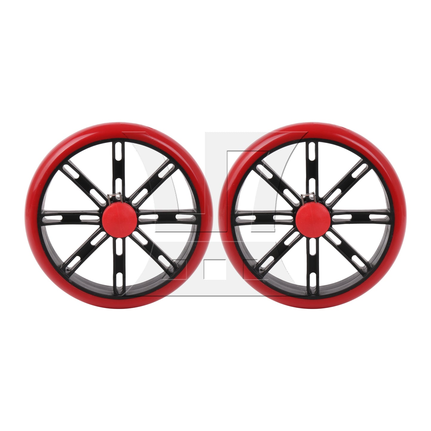 BQLZR 2 Pcs Shopping Cart Wheels 6 Inch Diameter PU Tires Trolley Bearings Wheel Red