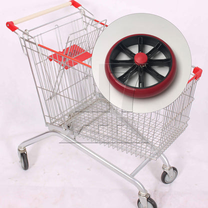BQLZR 2 Pcs Shopping Cart Wheels 6 Inch Diameter PU Tires Trolley Bearings Wheel Red