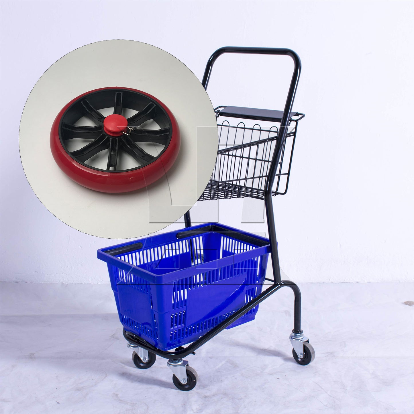 BQLZR 2 Pcs Shopping Cart Wheels 6 Inch Diameter PU Tires Trolley Bearings Wheel Red
