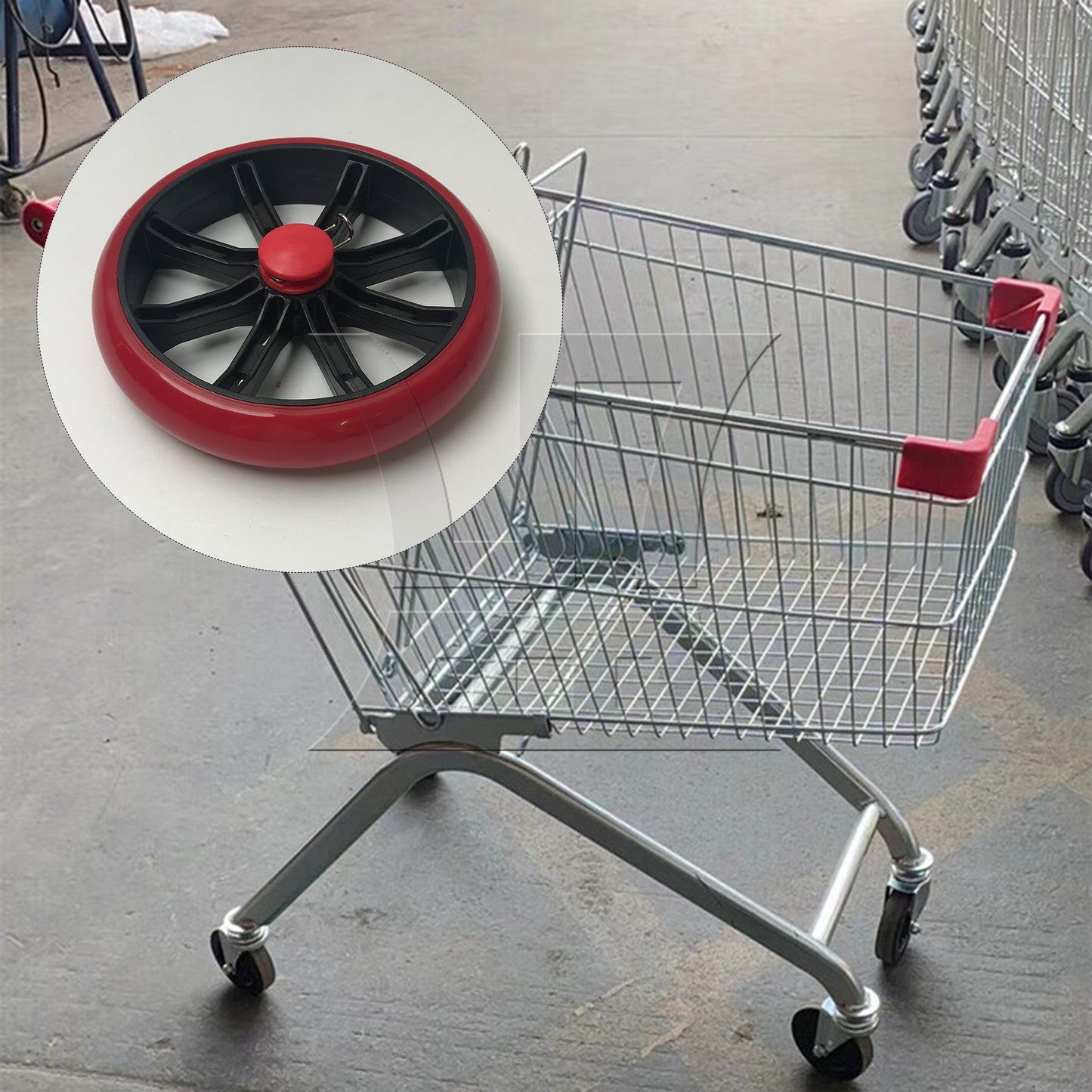 BQLZR 2 Pcs Shopping Cart Wheels 6 Inch Diameter PU Tires Trolley Bearings Wheel Red