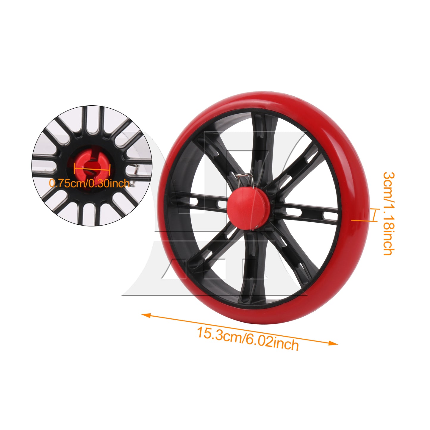 BQLZR 2 Pcs Shopping Cart Wheels 6 Inch Diameter PU Tires Trolley Bearings Wheel Red