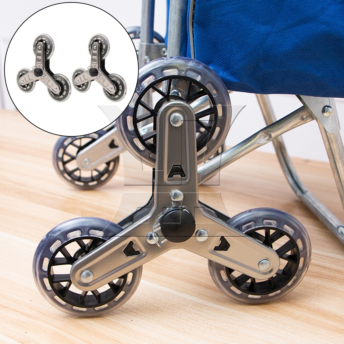 BQLZR Shopping Cart Stair Climbing Wheel Tri-Wheels Replacement 8" Silver Pack of 2
