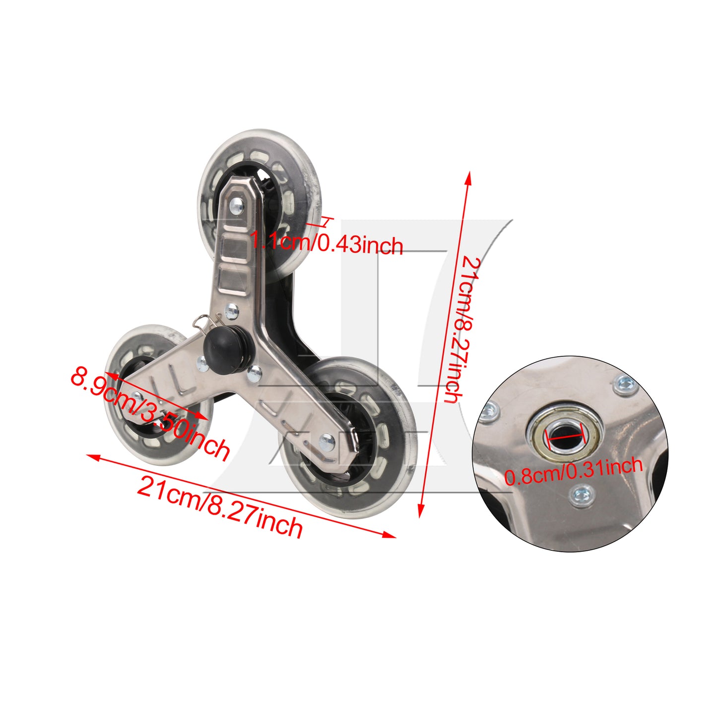 BQLZR Shopping Cart Stair Climbing Wheel Tri-Wheels Replacement 8" Silver Pack of 2