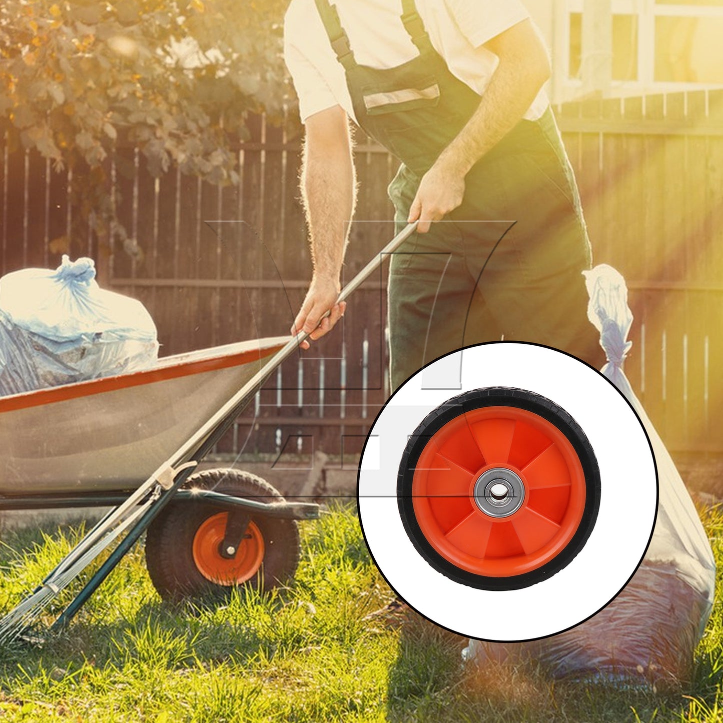 BQLZR Rubber Hand Truck Wheel for Cart Power Washer 6" Dia 0.5" Bore Black Orange