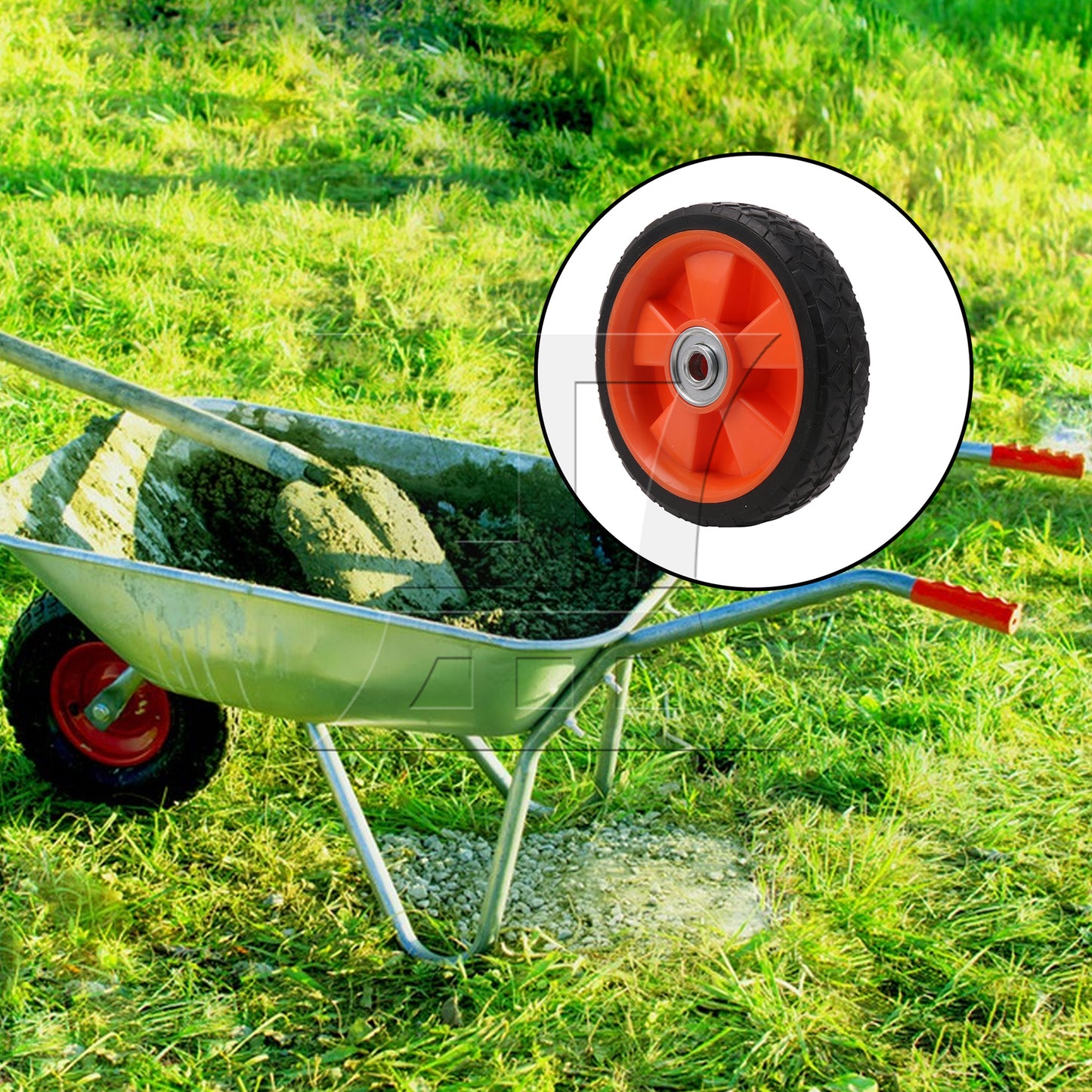 BQLZR Rubber Hand Truck Wheel for Cart Power Washer 6" Dia 0.5" Bore Black Orange