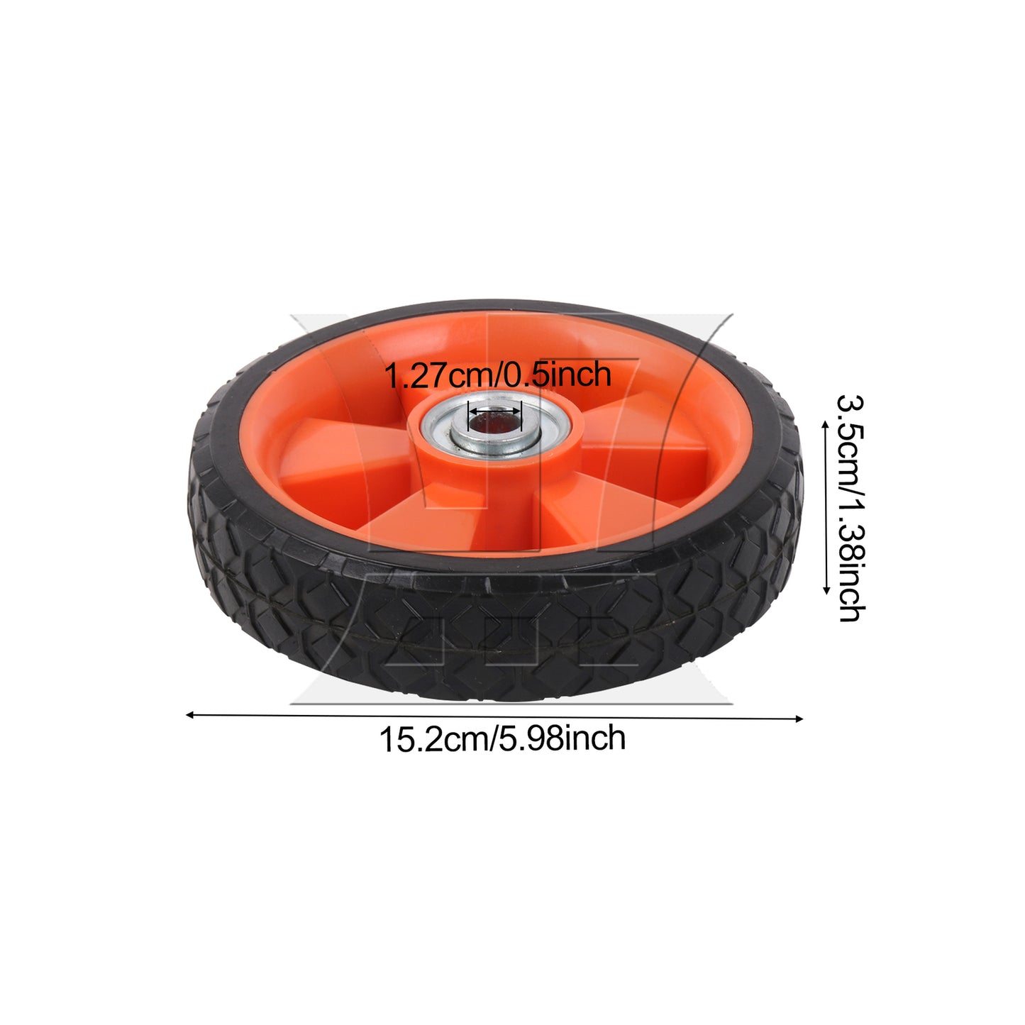 BQLZR Rubber Hand Truck Wheel for Cart Power Washer 6" Dia 0.5" Bore Black Orange