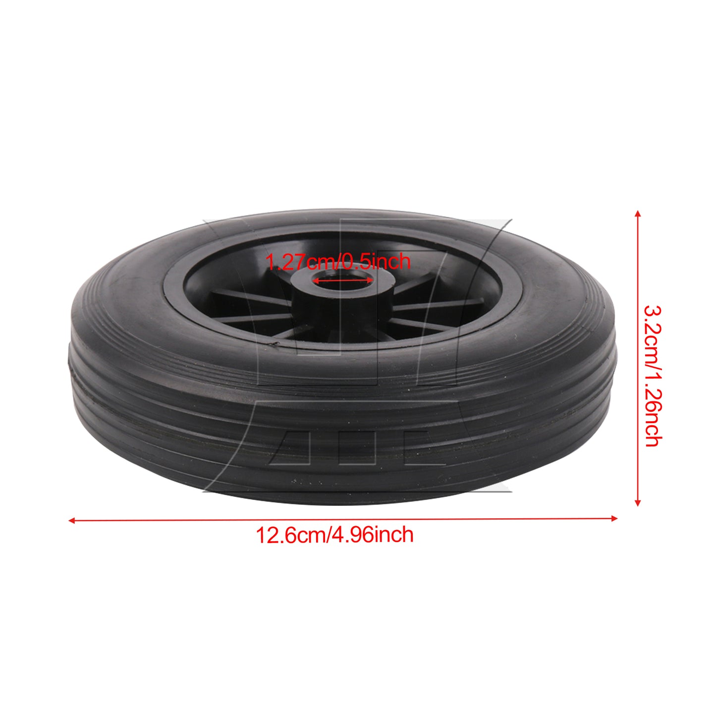 BQLZR Black Rubber Hand Truck Wheel Tire for Dolly Compressor 5 Inch D 0.5 Inch Bore