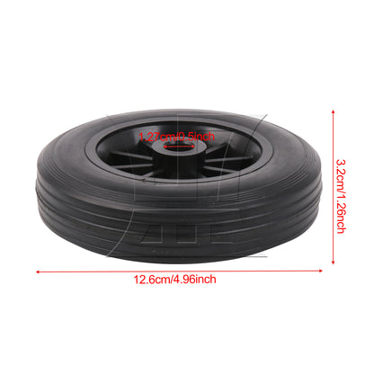 BQLZR Black Rubber Hand Truck Wheel Tire for Dolly Compressor 5 Inch D 0.5 Inch Bore