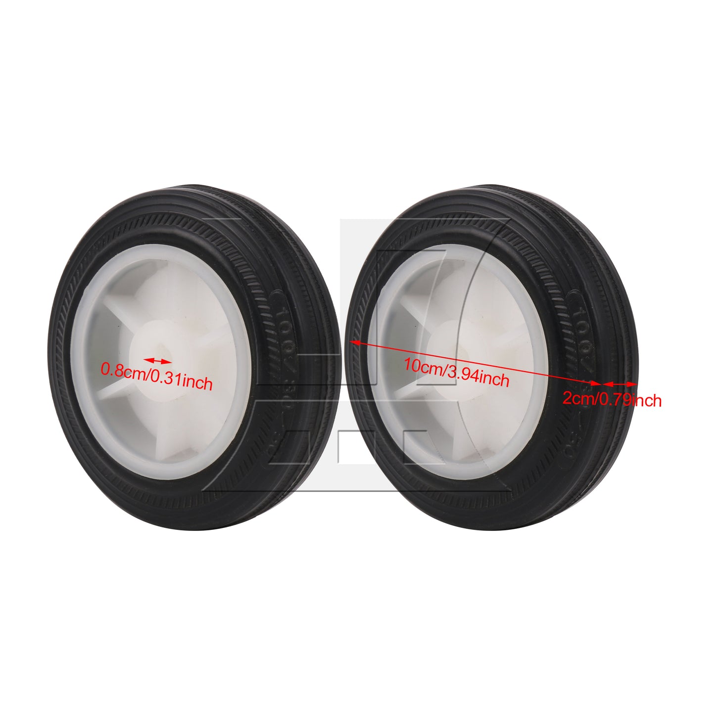 BQLZR Solid Rubber Hand Truck Wheel Roller 4 Inch Diameter 0.3 Inch Bore Dia White