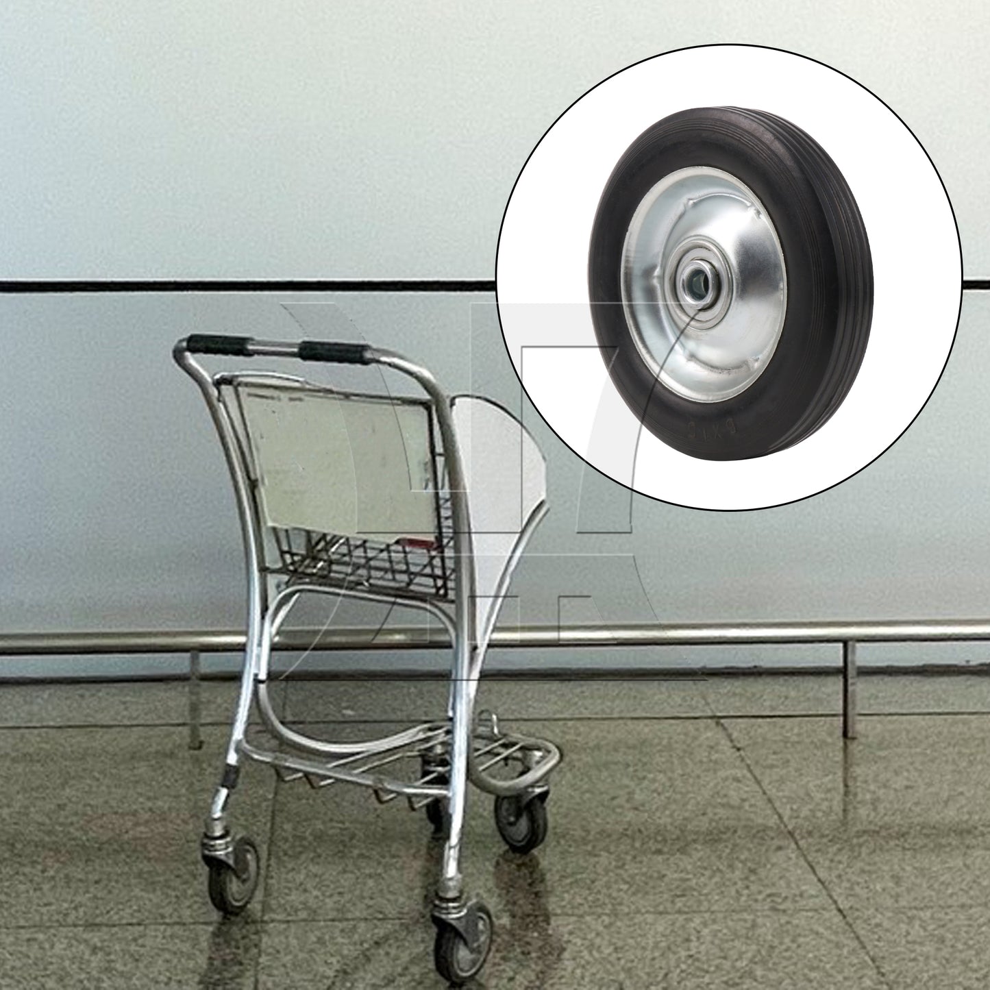 BQLZR Rubber Hand Truck Wheel Roller 6" Dia 0.5" Bore Dia with Galvanized Iron Spoke