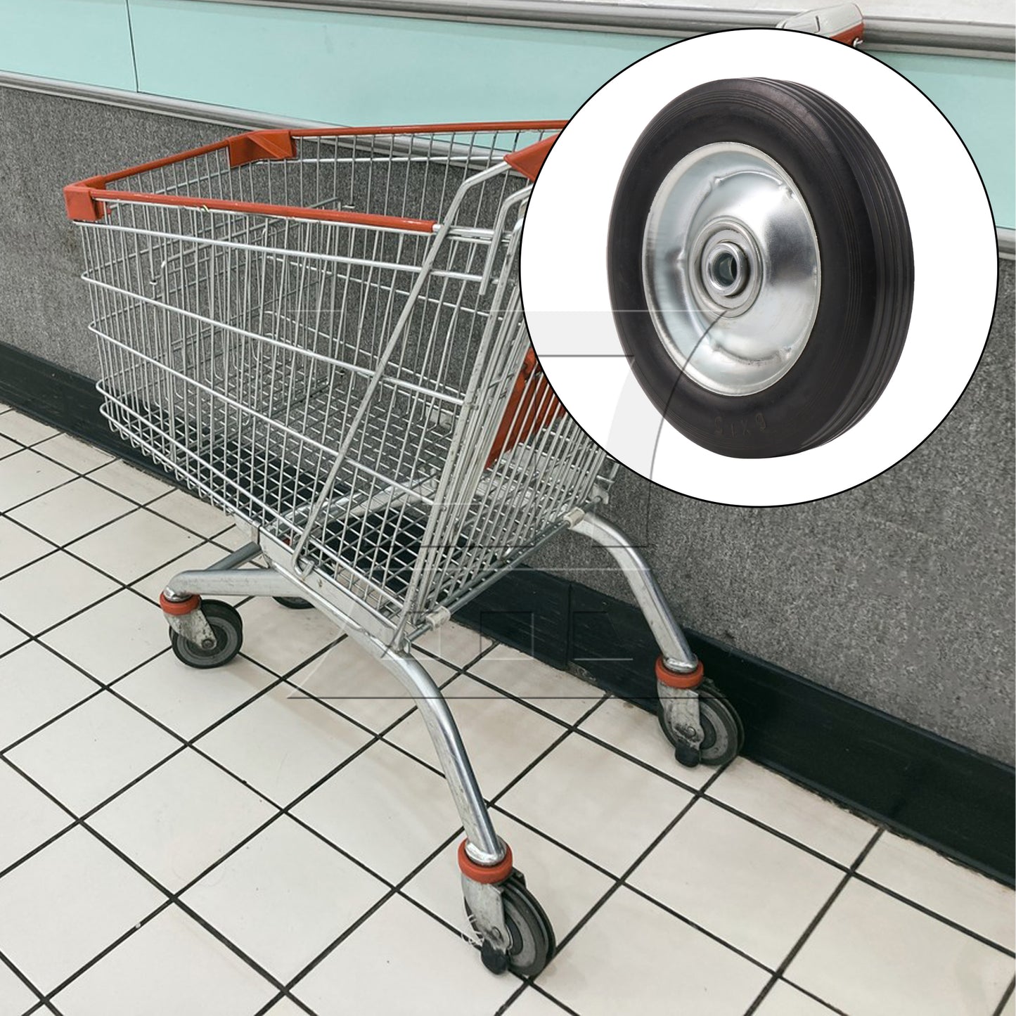 BQLZR Rubber Hand Truck Wheel Roller 6" Dia 0.5" Bore Dia with Galvanized Iron Spoke